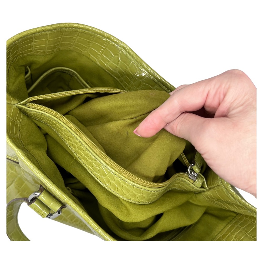 LIZ CLAIBORNE LIME GREEN FAUX ALLIGATOR HANDBAG SHOULDER BAG - Picture 10 of 15